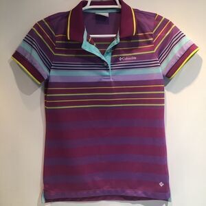 Multicolored Short Sleeve Collared Shirt with Omni-Wick Technology